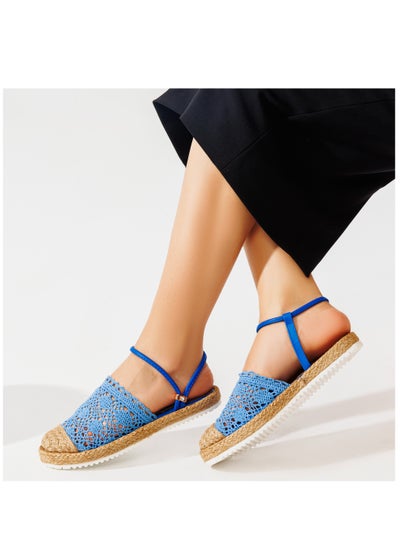 Buy High quality fabric flat sandal with burlap-BLUE in Egypt