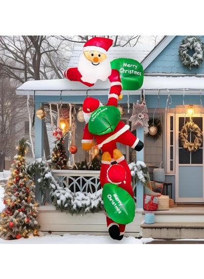 Buy 8 FT Hanging Christmas Inflatables Santa Claus Decorations, Climbing Santa Claus Outdoor Blow Up Christmas Decorations with Built-in LEDs for Roof Outdoor Indoor Window Wall (B) in UAE