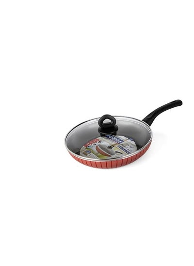 Buy Bister 21DV-JP1024LFrypan WIth Glass Lid Red & Black 32.0cm in Saudi Arabia