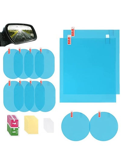 اشتري 12-Piece Anti-Fog Rain Proof Car Rearview Mirror Film Anti Fog Anti Glare HD Nano Clear Protective Sticker Film for Car Side Mirrors في السعودية