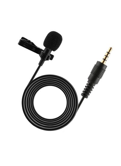 Buy Portable Professional Grade Lavalier Microphone 3.5mm Jack Hands-free Omnidirectional Mic Easy Clip-on Perfect for Recording Live in Saudi Arabia