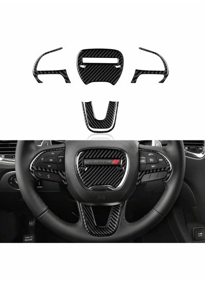 Buy Carbon Fiber Steering Wheel Cover Trim Interior Accessories, KASTWAVE for Dodge Charger Challenger / Dodge Durango / Jeep Grand Cherokee SRT8 4 Pcs(Black) in Saudi Arabia