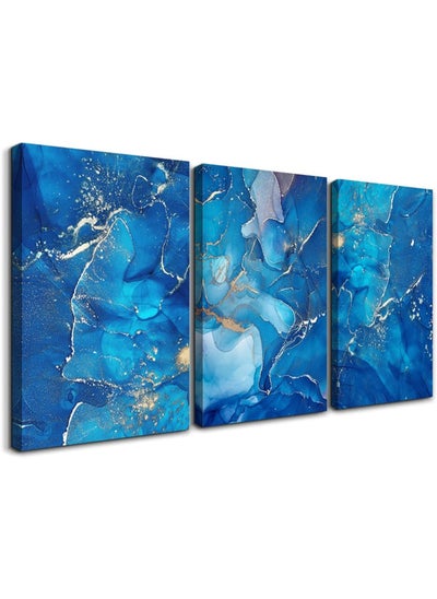 اشتري 3 Pieces Canvas Wall Art For Living Room Wall Decorations For Bedroom Modern Bathroom Wall Decor Painting Blue Abstract Pictures Artwork Inspirational Canvas Art Prints Kitchen Home Decor في الامارات