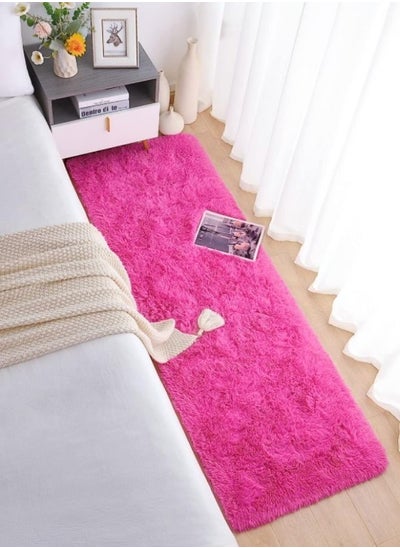 Buy Soft Plush Printed Furry Floor Mat, Polyester, Rectangle, Hot Pink. in UAE