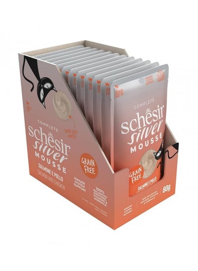 Buy Schesir, Silver Mousse For Senior Cat - Salmon And Chicken - 80g X 12Cans - 1BOX in UAE