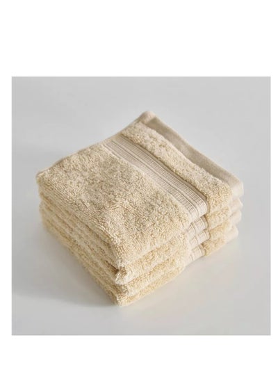 اشتري ARIIKA Plaza Beige Face Towels  Soft, Absorbent, Elegant, Durable, Easy Care - Set of 4 في الامارات