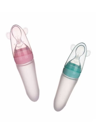 Buy ORiTi 2-Piece Baby Feeding Silicone Bottle With Spoon 90ml in UAE