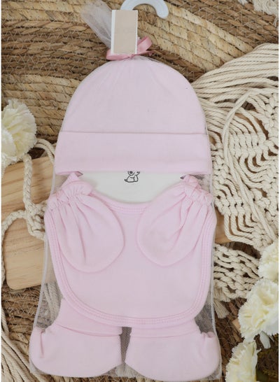 Buy Infant Beanie Hat And Mittens Set With Bib in Saudi Arabia