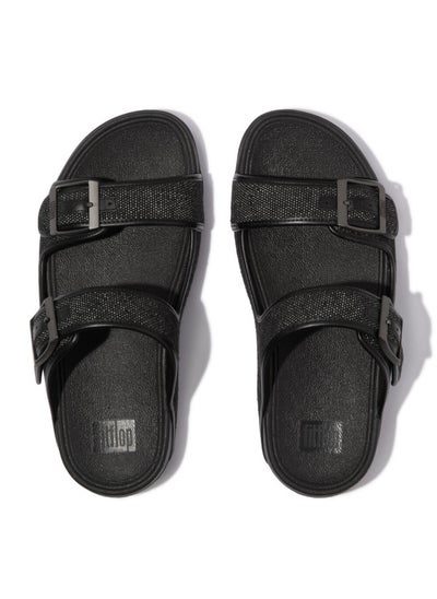 اشتري 049-801 Fitflop Men Gogh Moc Mens Buckle Two-Tone Canvas Slide HB3-001 Black في الامارات