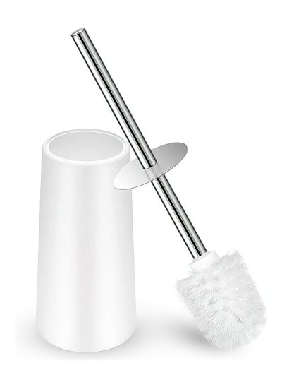 Buy Toilet Brush and Holder White Toilet Bowl Brush Set with Stainless Steel Handle Durable Bristles for Deep Cleaning Compact Bathroom Brush Save Space Good Grip Anti-Drip in UAE