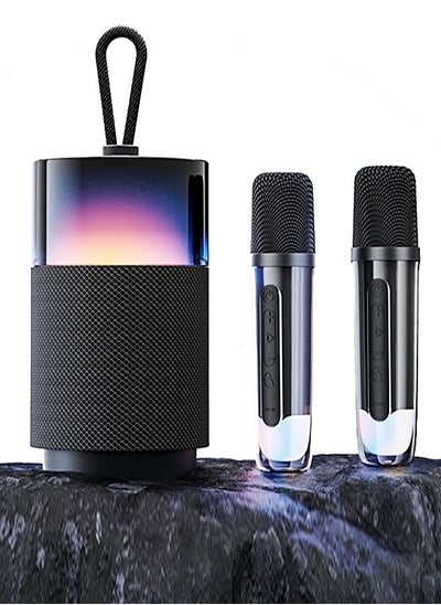 Buy High Sound Quality Bluetooth Speaker with Microphone Portable Karaoke Speaker Kits with 2 Wireless Microphones with Noise Reduction/Colorful Light/Subwoofer/Long Battery Life for Vlog in Saudi Arabia