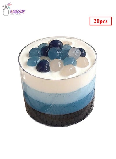 Buy 20-Piece Disposable Round Mousse Cups, Plastic Dessert Cup 200Ml in Saudi Arabia