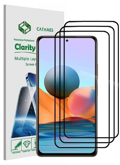 اشتري 3 Pack For Xiaomi Redmi Note 10 Pro Max Screen Protector Tempered Glass Full Glue Back في الامارات