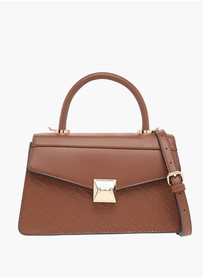 اشتري Monogram Embossed Satchel Bag with Handle and Detachable Strap في الامارات