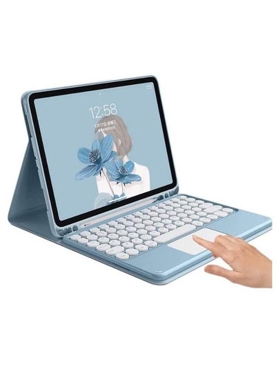 Buy iPad 10th Generation 2022 Keyboard Case with Touchpad Cute Round Key Color Keyboard iPad 10 10.9 inch Detachable Touch Keyboard Slim Smart Cover in Saudi Arabia