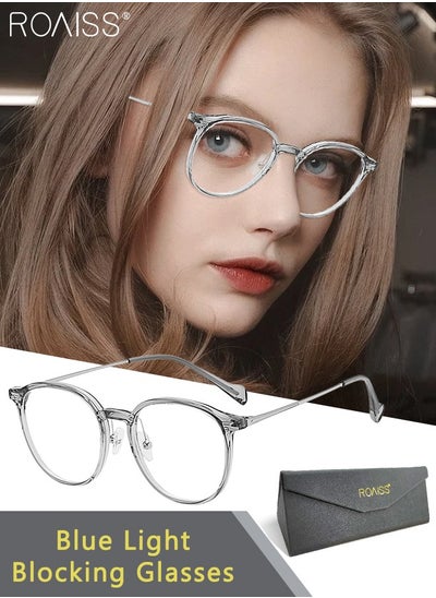 Buy Women's Blue Light Blocking Glasses, Blue Light Filter Computer Reading Gaming TV Phones Round Eyeglasses, Fashion Anti Eyestrain Headache Eyewear in UAE