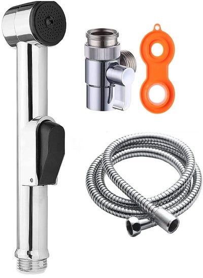 Buy Portable Bidet Sprayer - Spiral Hose Extendable Upto 2 Meters - Shower Spray Suitable For Travelers Travel Shattaf And Shattaf Spryer - Silver in UAE