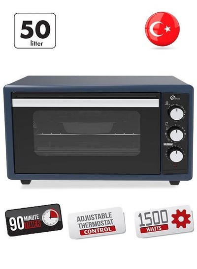 Buy Premium Turkish Electric Kitchen Oven 50 Liter 1500 W Dark Blue in Saudi Arabia