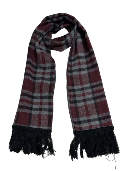 Buy Plaid Check/Carreau/Stripe Pattern Winter Scarf/Shawl/Wrap/Keffiyeh/Headscarf/Blanket For Men & Women - Small Size 30x150cm - P07 Burgundy / Grey in Egypt