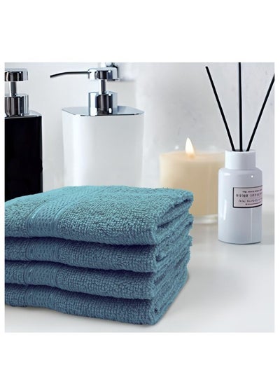 اشتري Daffodil (Light Blue) Premium Face Towel (30x30 Cm-Set of 6) 100% Cotton, Highly Absorbent and Quick dry, Hotel and Spa Quality Bath linen with Stripe Diamond Dobby-500 Gsm في الامارات