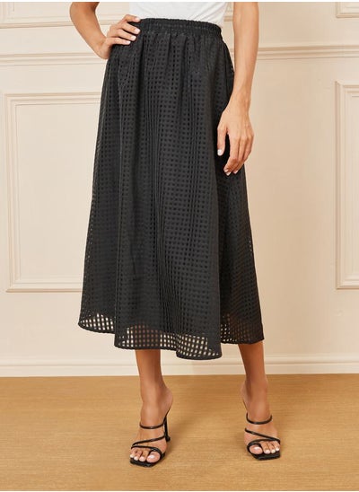 اشتري Solid Waffle Knit Midi Skirt في السعودية