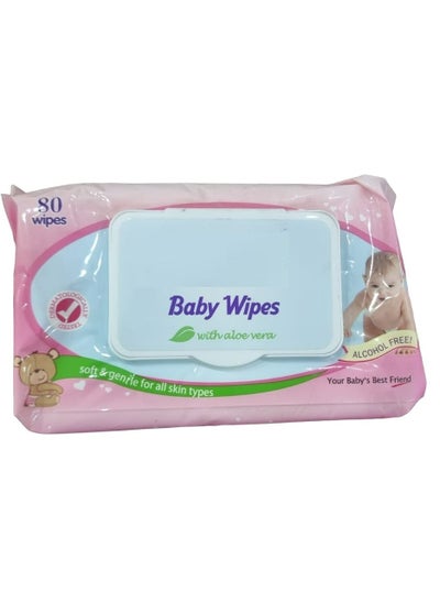 Buy Pack of 80 Baby Wet Wipes With Aloe Vera Soft And Gentle in Saudi Arabia