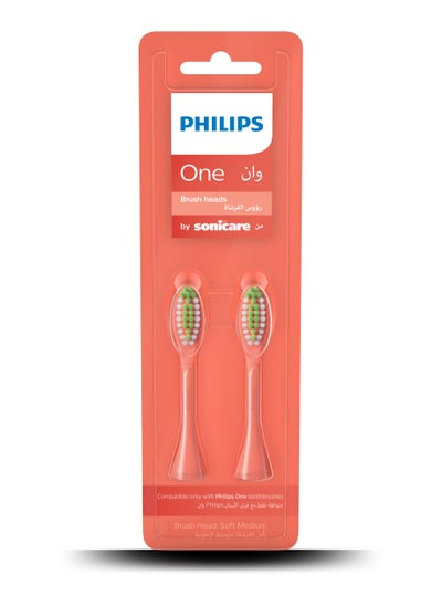 Buy Philips One by Sonicare, 2 Brush Heads, Miami Coral, BH1022/01 in UAE