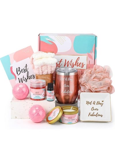 اشتري 11PC Scented Candles & Bath Bombs Set,Gifts for Women for Birthday Mother's Day Women's Day,Bubble Bath Set Gifts for Women,Relaxing Spa Gift Set for Women (pink rose) في الامارات