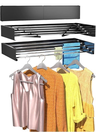 Buy Foldable wall-mounted clothes drying rack made of solid aluminum in Saudi Arabia