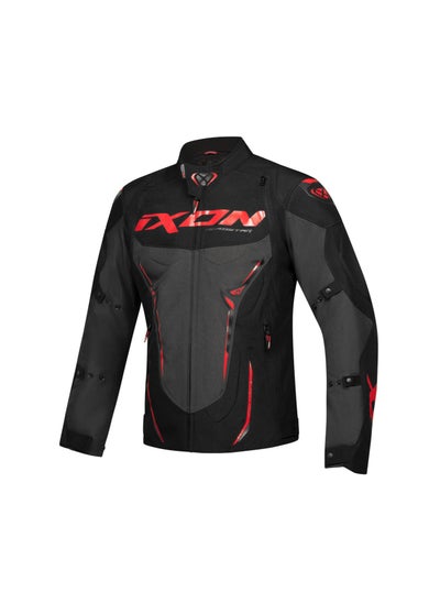 Buy Ixon Roadstar Waterproof Motorcycle Textile Jacket Black/Anthracite/Red in UAE