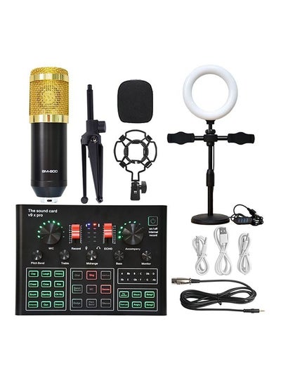 اشتري Wireless Karaoke Microphone Professional Condenser With Tripod Sound Card V9XPRO For Live Streaming Studio Equipment Prices في الامارات