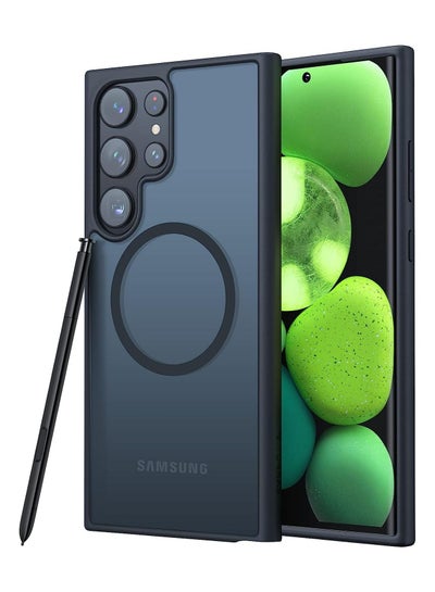 اشتري Magnetic Guardian Designed for Samsung Galaxy S23 Ultra Case[Military Grade Drop Tested][Compatible with MagSafe] Semi-Clear Hard Back & Soft Edge case for Galaxy S23 Ultra case - Phantom Black في الامارات