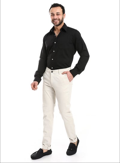 اشتري Classic Regular Fit Plain Black Shirt_Black في مصر
