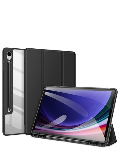 Buy Hybrid Slim Case For Samsung Galaxy Tab S9 FE 10.9 Inch/Galaxy Tab S9 11 Inch 2023 With S Pen Holder, Shockproof Cover With Clear Transparent Back Shell, Auto Wake/Sleep, Black in Egypt