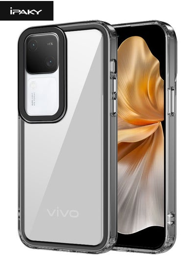 اشتري غطاء VIVO V30 5G، لوحة خلفية صلبة من الأكريليك الشفاف + غطاء إطار ناعم من مادة TPU أسود، مضاد للسقوط، مضاد للانزلاق، مقاوم للصدمات، جراب واقٍ لبصمات الأصابع غير لاصق لهاتف VIVO V30 5G، شفاف/أسود في الامارات