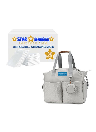 اشتري Star Babies (Changing mat Large (45cm x 60cm) 36pcs with Diaper Bag Caddy) - White في الامارات