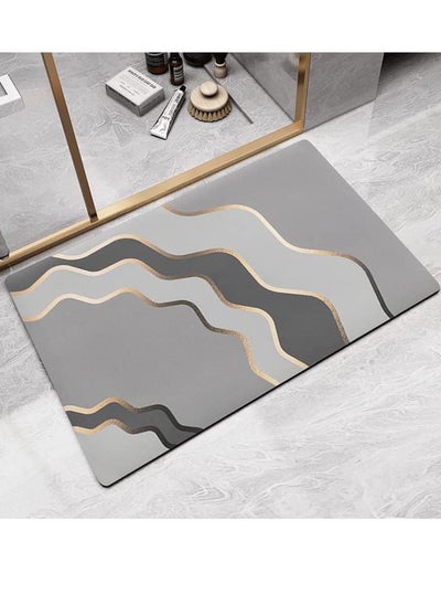 Buy Non-Slip Bathroom Bath Mat Rug Diatomaceous Earth Quick Dry Water Absorbent Bath Mats Rubber Backed Around The Toilet Rug Bathroom Carpets (Style D) in UAE