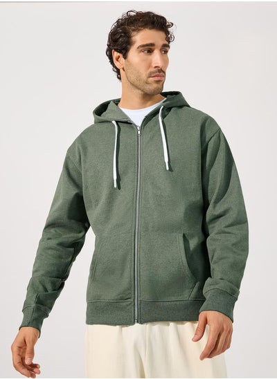 Buy Eco-Earth Relaxed Fit Zip Up Fleece Hoodie in Saudi Arabia