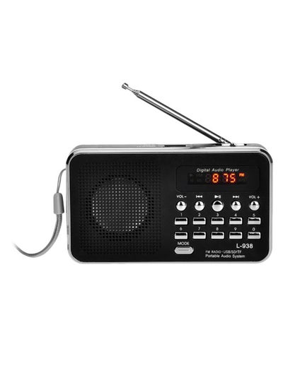 Buy Portable Mini Digital FM Radio Player L-938 Black/Silver in UAE