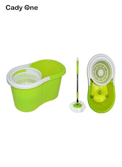 Buy Floor cleaning mop with green bucket in Saudi Arabia