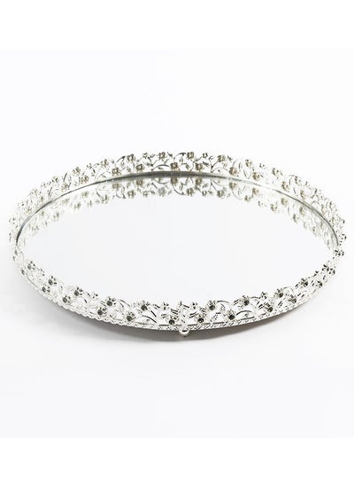 Buy Elmas Round Tray, Silver - 25 cm in UAE