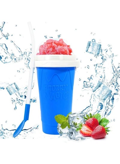 Buy Slushie Maker Cup Magic Quick Frozen Smoothies Cup, Portable Silica Freeze Mug Ice Cream Maker with Dome Lids, 400ml Blue in UAE