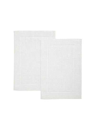 اشتري Bath Mats 2 Pack 50 X 80 Cm 1000 Gsm Bathroom Mat For Toilets Super Soft And Extra Absorbent Floor Mats For Elegant Look White في السعودية