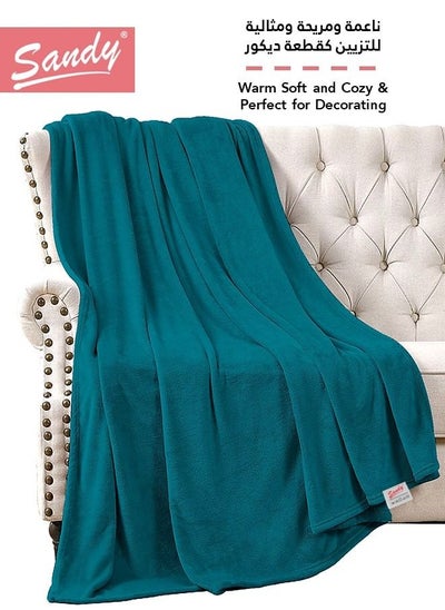 Buy SANDY Fleece Blanket, Made of Premium Microfiber, Super Soft Flannel Blanket for Bed, Sofa, Couch and Home Decorations , Single Size, (240x170)cm, Turquoise in Saudi Arabia