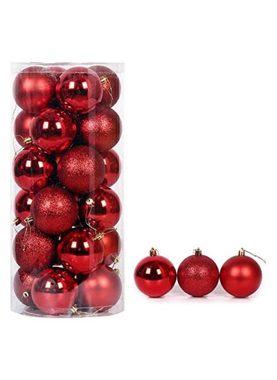 Buy 24ct Christmas Ball Ornaments Baubles Shatterproof christmas decorations Tree Balls for Holiday Wedding Party Decoration, Tree Ornaments Hooks Included, 1.6... in Egypt