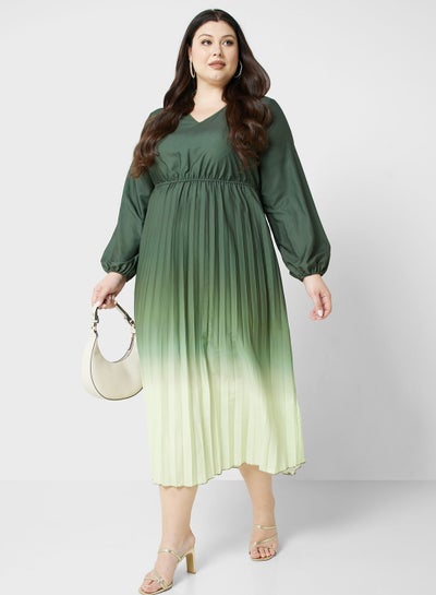 Buy Ombre Detail Pleated Dress in Saudi Arabia
