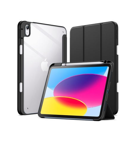 اشتري Case for iPad 10 (10.9-Inch, 2022 Model, 10th Generation),Clear Shockproof Back Cover Built-in Pencil Holder,Auto Sleep/Wake (Black) في مصر