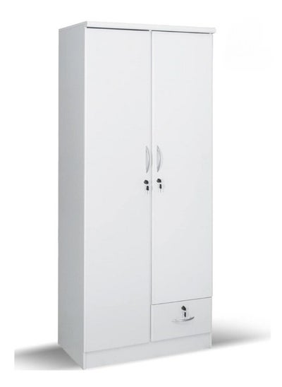 Buy 2 Door Wooden Wardrobe Cabinet Cupboard Engineered Wood Perfect Modern Stylish Heavy Duty White in UAE