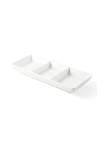 Buy Ivory Porcelain Rectangular Compartment Dish 7 Inch in UAE