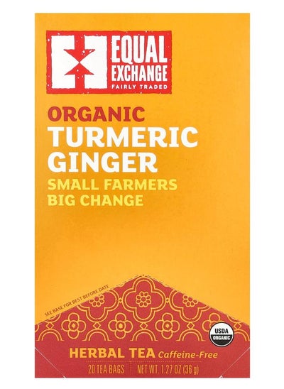 اشتري Organic Turmeric Ginger Herbal Tea Caffeine-Free 20 Tea Bags 1.27 oz (36 g) في الامارات